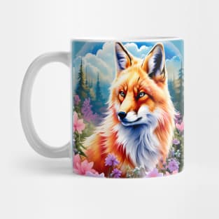 Red Fox with Flowers and Forests Mug